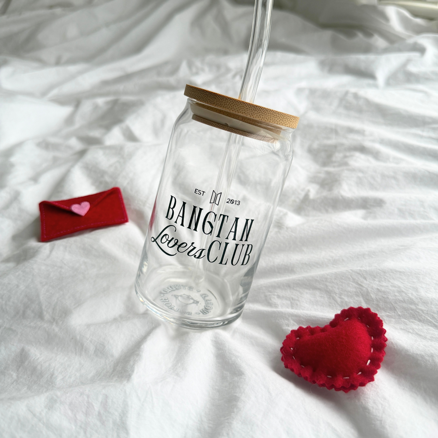 bangtan lovers club 16oz glass can cup