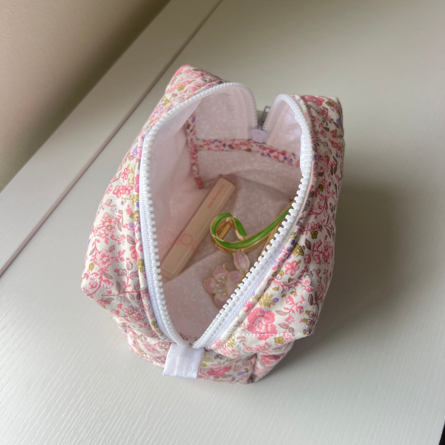 blooming quilted makeup bag - embroidery option