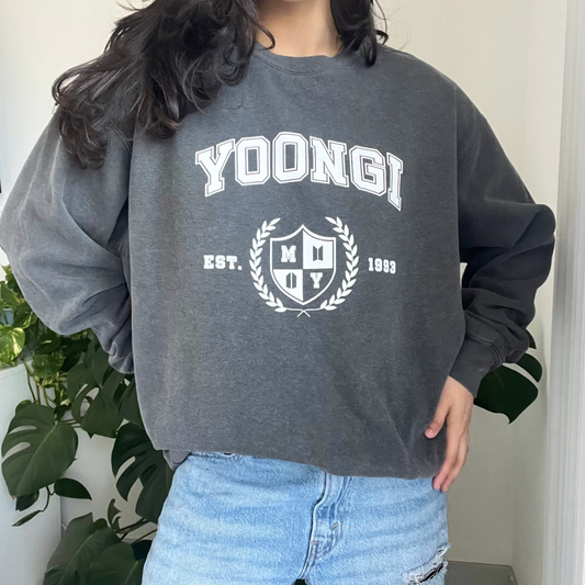 yoongi university sweatshirt