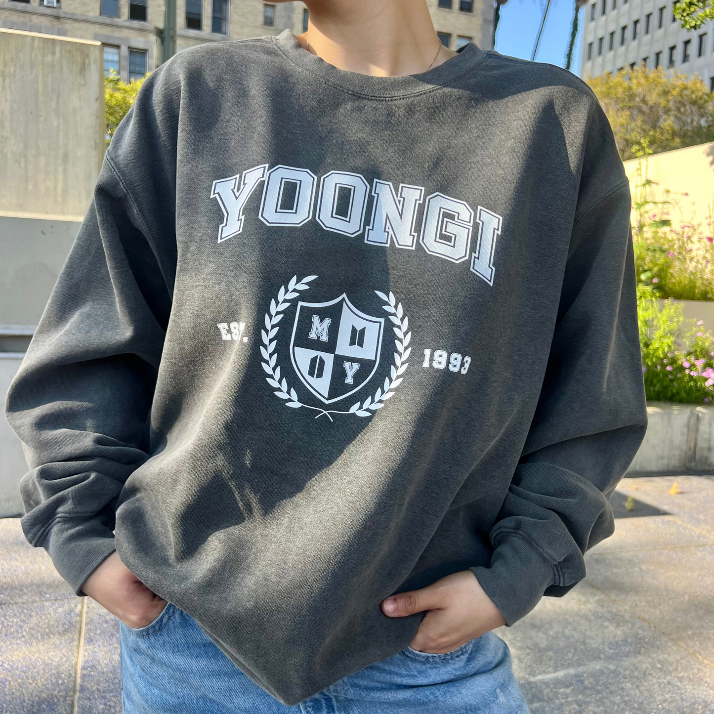 yoongi university sweatshirt