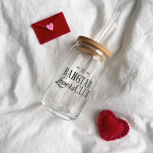 bangtan lovers club 16oz glass can cup
