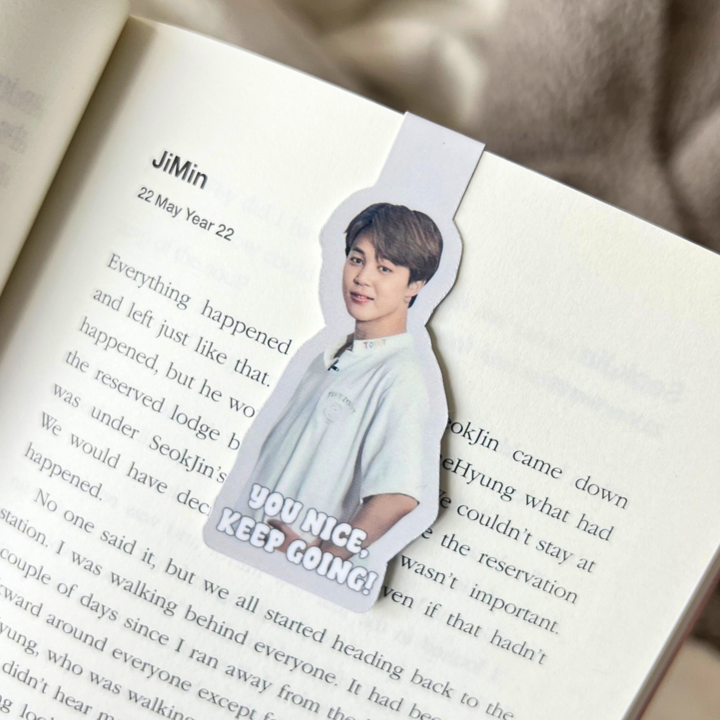 jimin 'you nice, keep going' magnetic bookmark