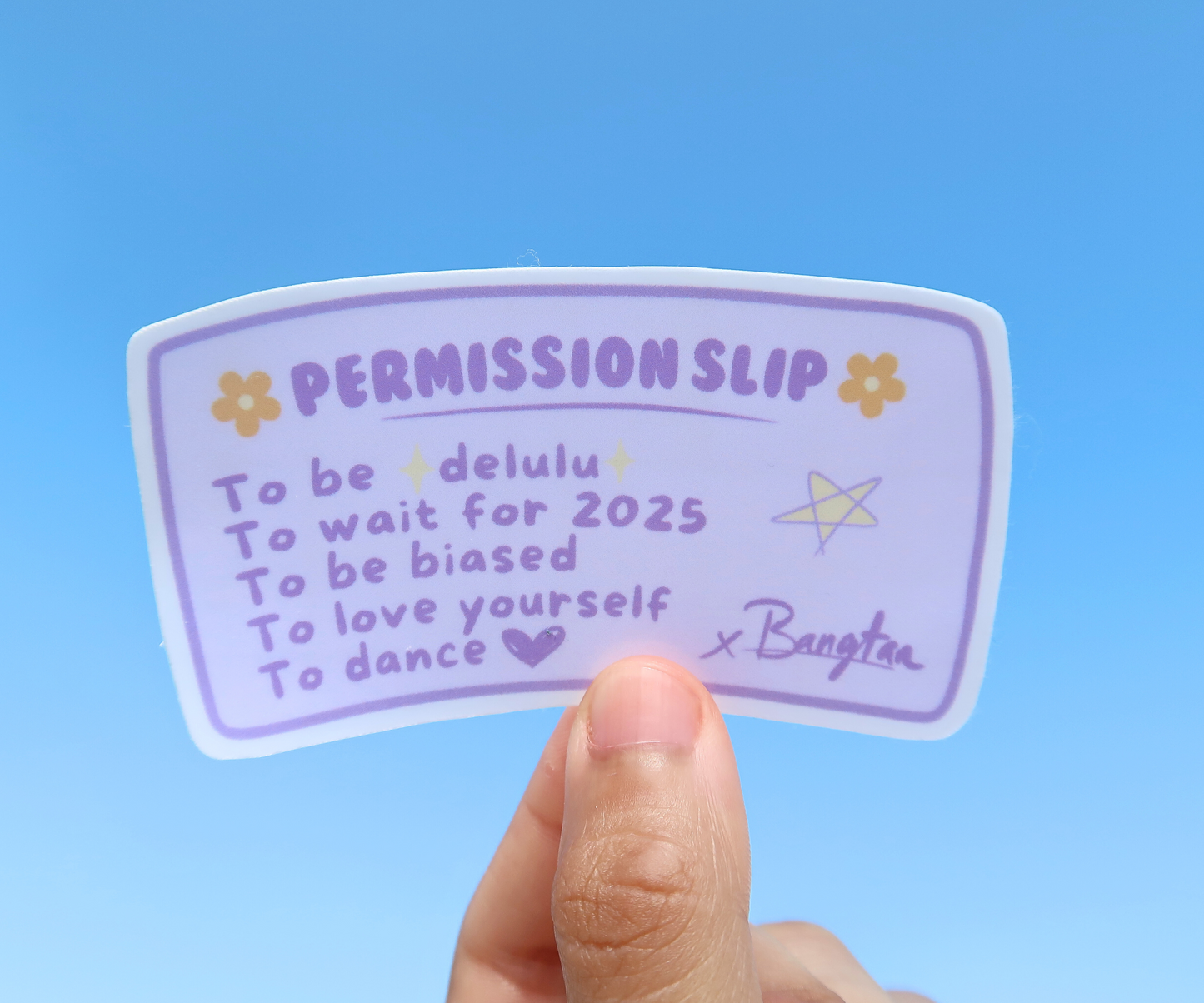 permission slip waterproof sticker