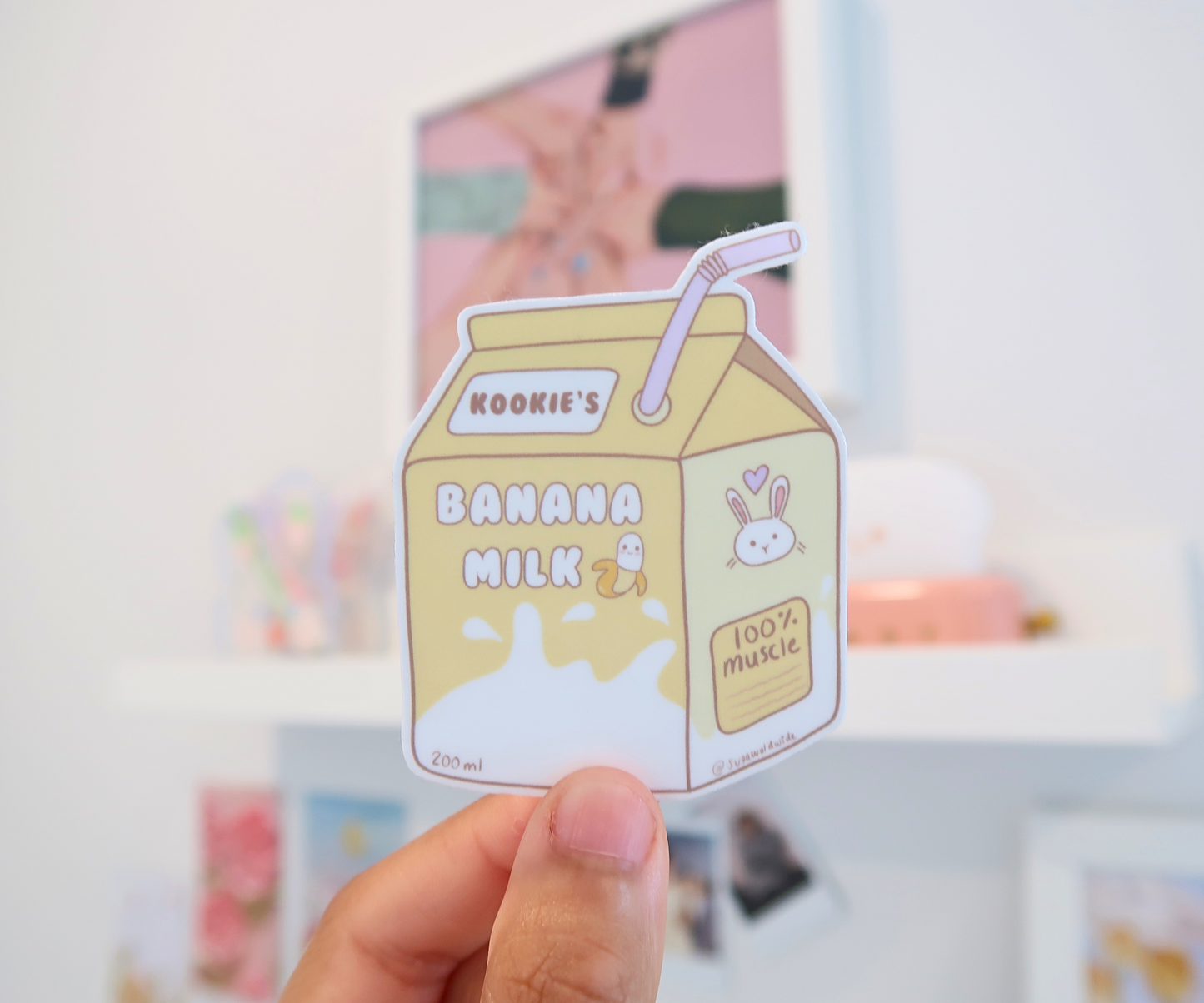 kookie's banana milk waterproof sticker