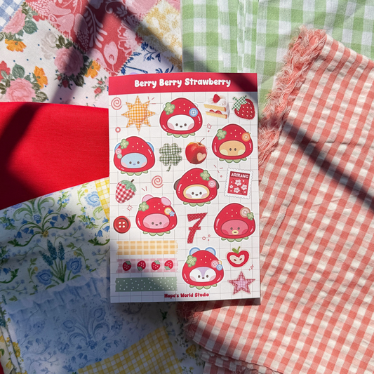 🍓 berry berry strawberry bt21 sticker sheet 🍎🧵
