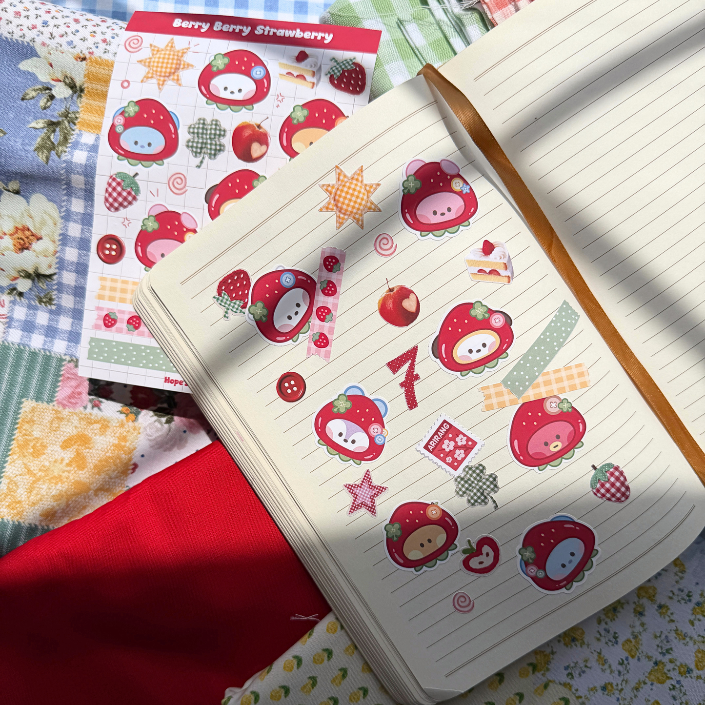 🍓 berry berry strawberry bt21 sticker sheet 🍎🧵