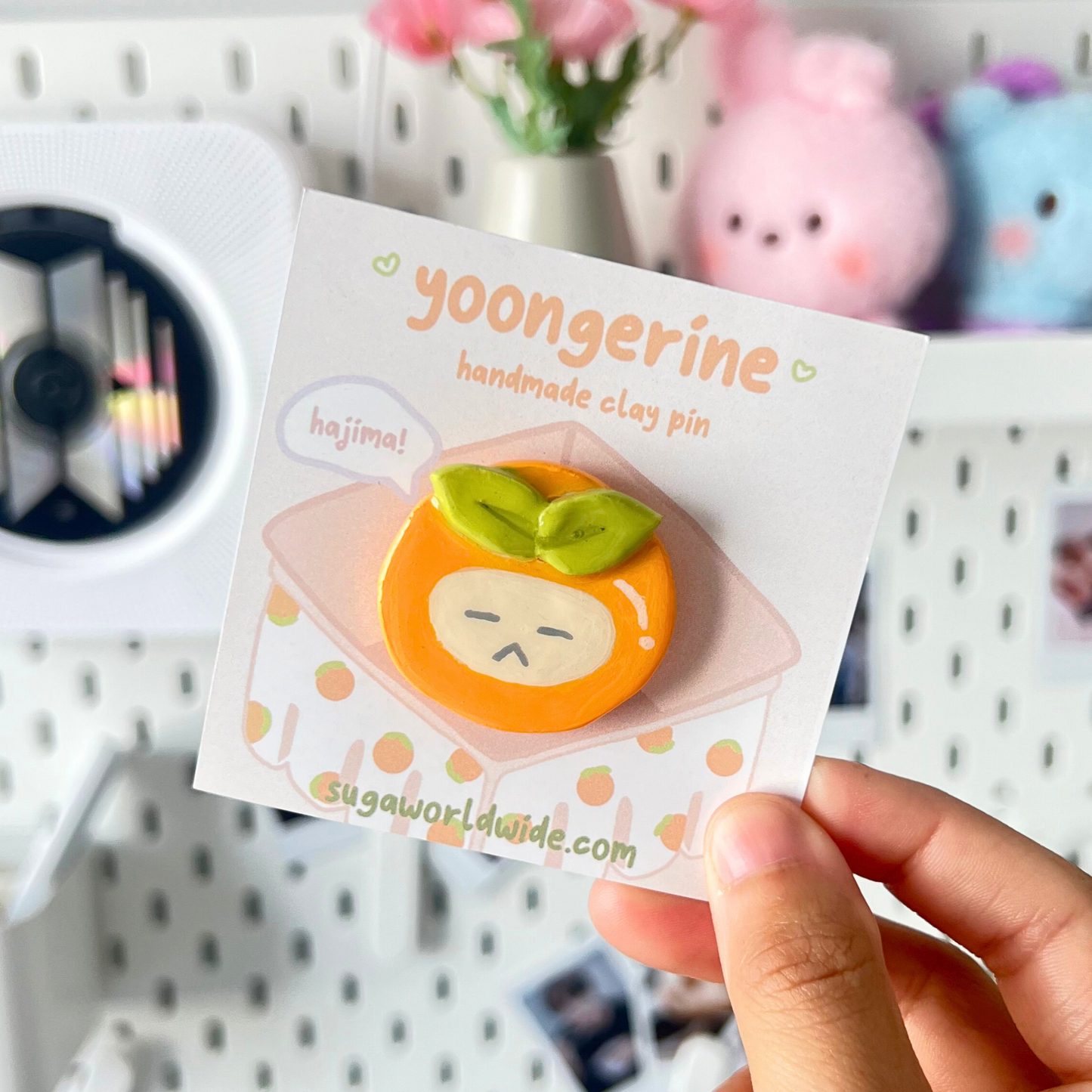 yoongi tangerine clay pin