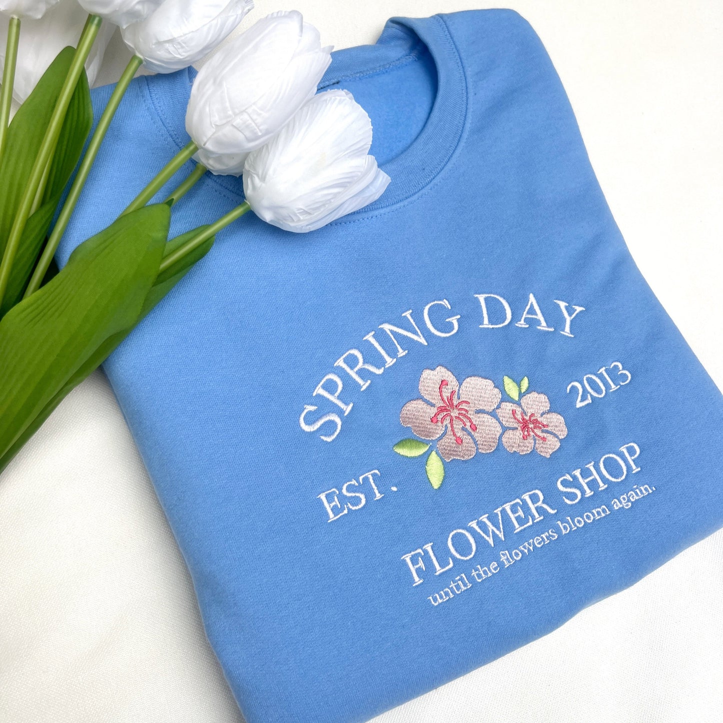 [PRE-ORDER] spring day flower shop crewneck - embroidered OR regular print
