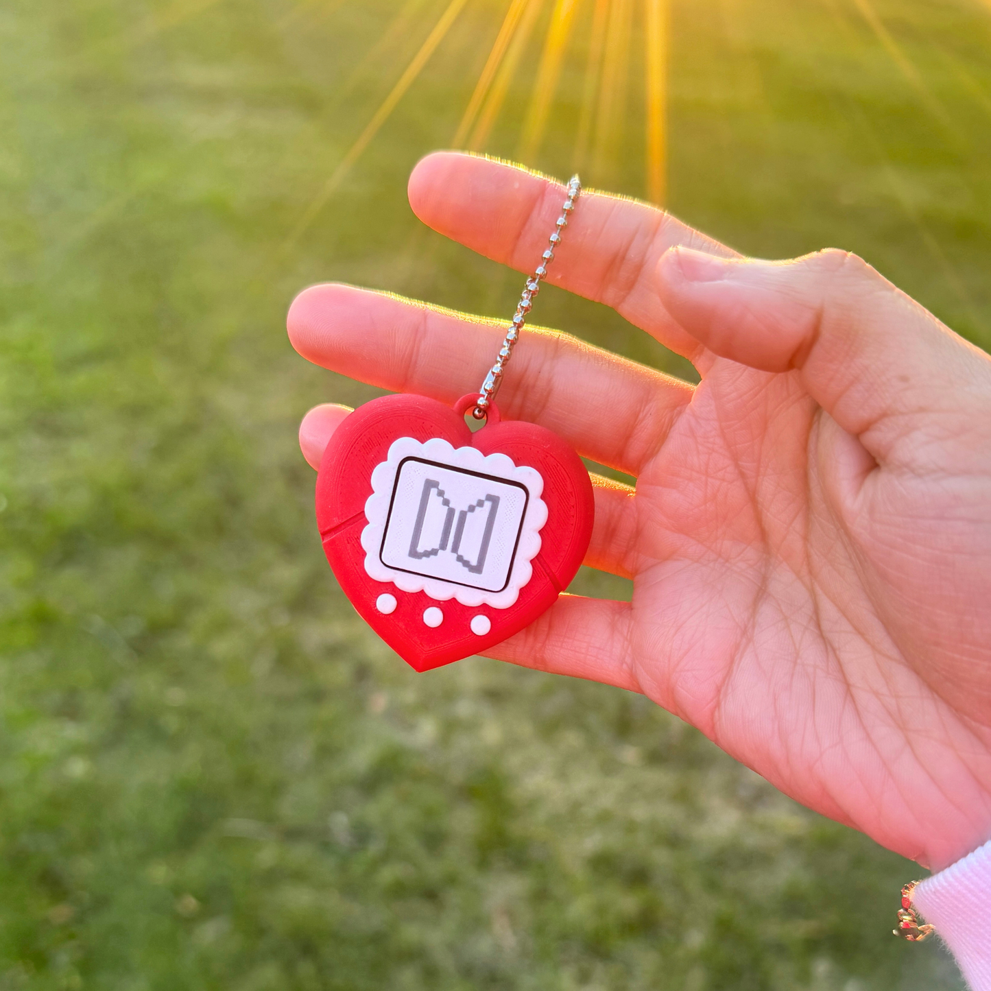 heart tamagotchi fidget clicker keychain