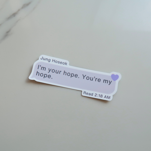 j-hope | i'm your hope text | waterproof sticker