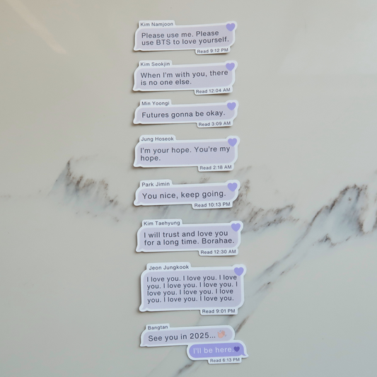 ot7 member text message quotes | waterproof sticker