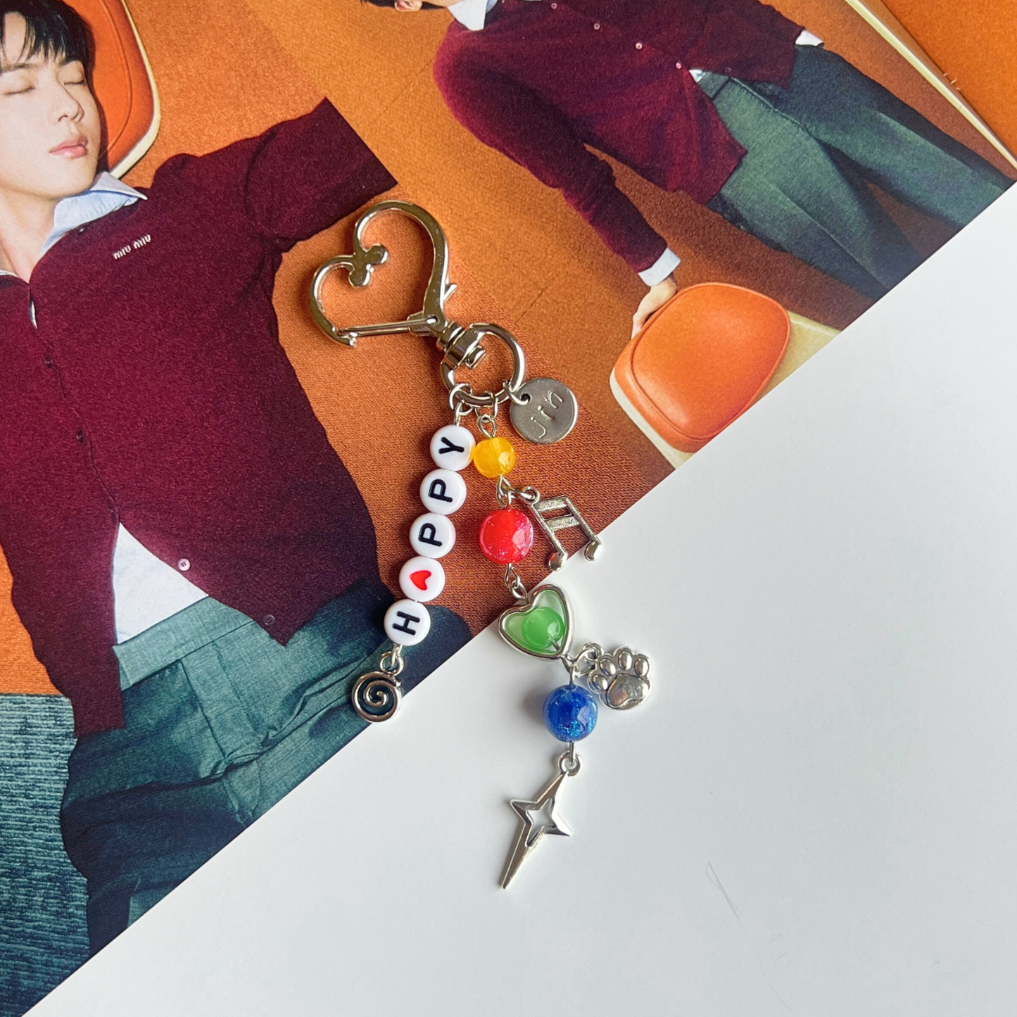 jin "happy" inspired keychain